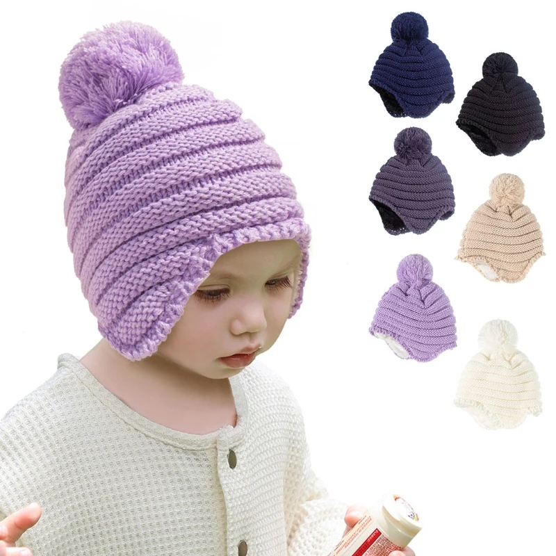 

2022 New Winter Children Soft Hat Set for Kid Beanies Child Pom Knit Warm Bonnet Suit