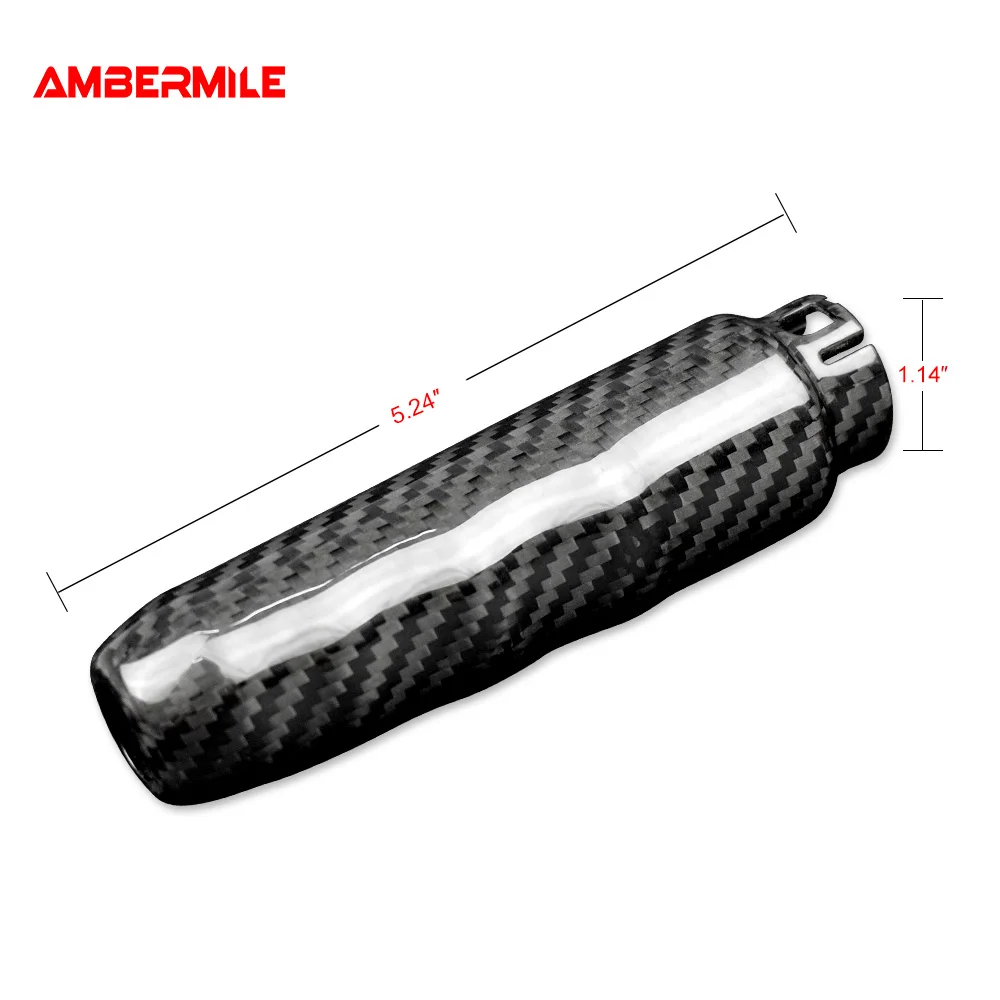 AMBERMILE for Mini Cooper F55 Hardtop F57 F56 Hatchback Accessories Hard Carbon Fiber Interior Car Hand Brake Grip Covers Trim