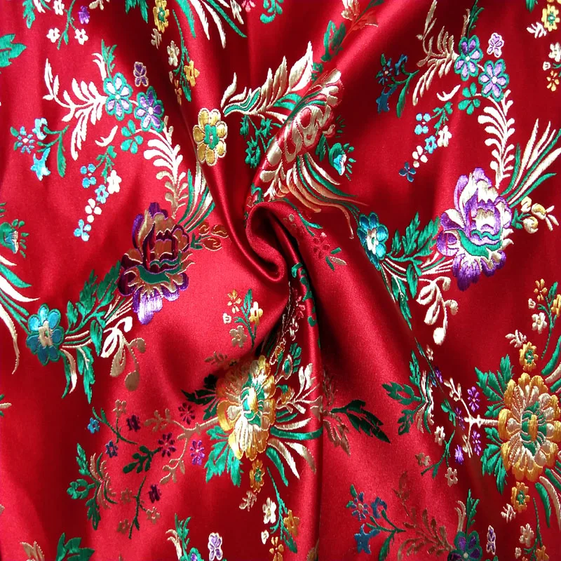 Trandition Red Colorful Flowers Jacquard Brocade Fabric 50x72cm Floral Jacquard Apparel Costume patchwork fabric Upholstery