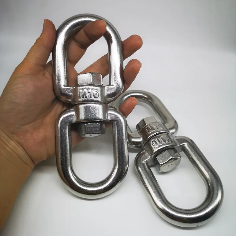 1 pcs M16 Thickness 304 Stainless Steel Double End Eye Swivel Hook Shackle