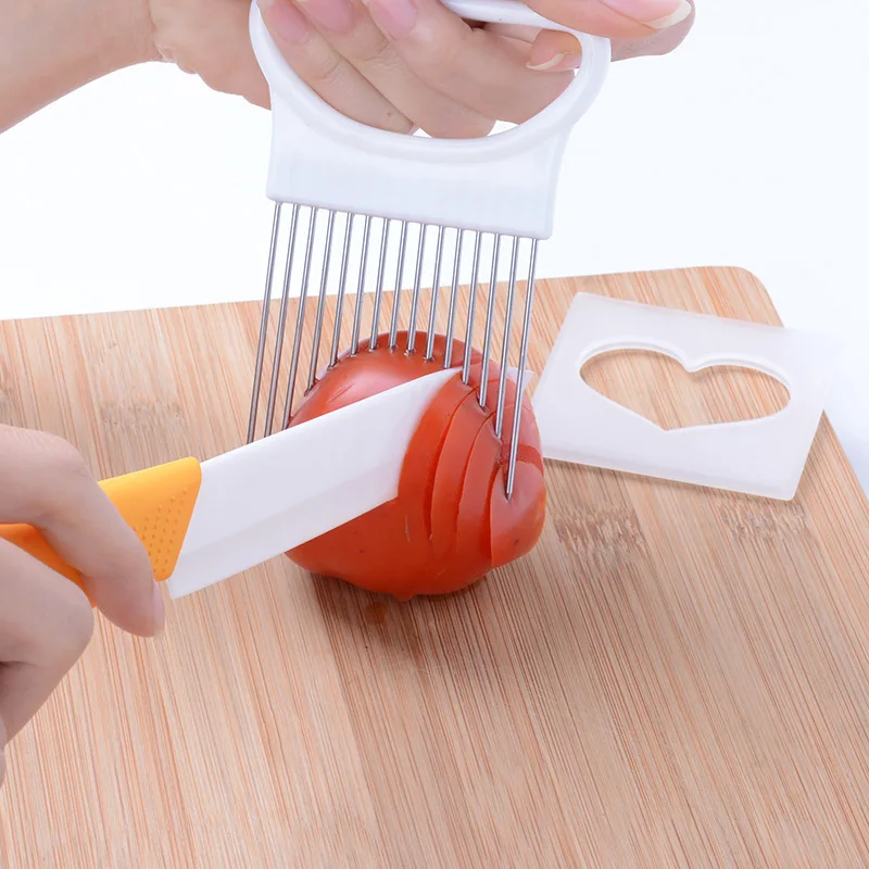 Multi Purpose Onion Cutter Stainless Steel Onion Fork Fruit Slicer Vegetables Cutter Tomato Knife Cutting Safe Aid Kitchen Tools