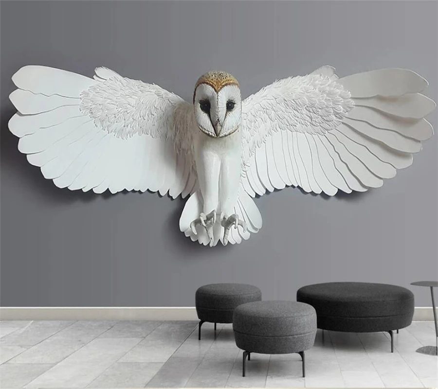 

beibehang Custom wallpaper 3d mural relief owl animal pattern sofa background wall living room children's room decoration обои