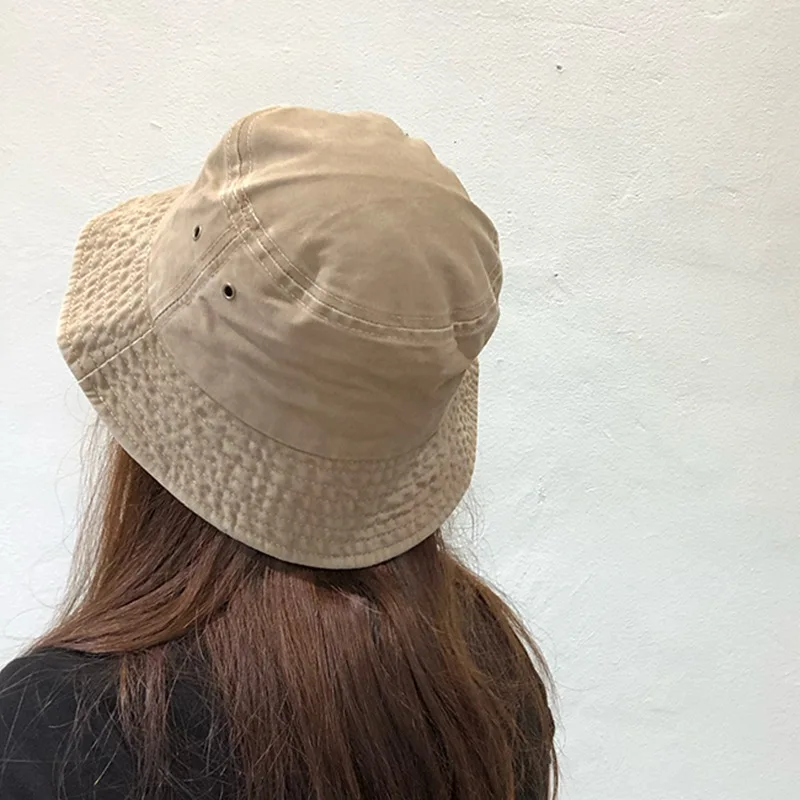 2021 Cowboy Fisherman's Hat Solid Color Washed  Ladies Outdoor Sun Hat Four Seasons Section Lovers Fashion All-around Bucket Hat