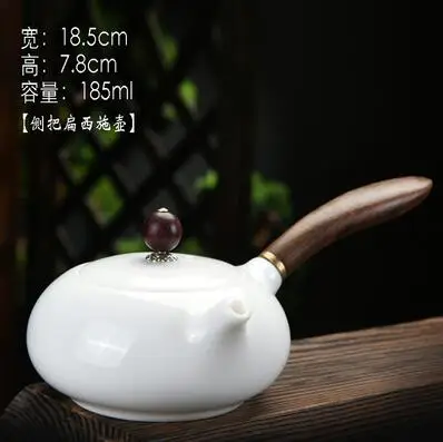 Heldere glazuur Suet Jade keramische theepot, huishoudelijke zijhandvat Xishi Pot, Chinese Kungfu theepot, witte porseleinen theeset