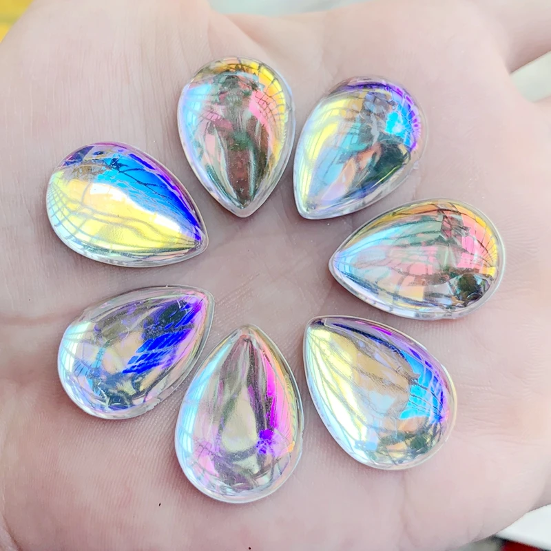 Teardrop Shape AB Clear Resin Rhinestone Flatback Gems Strass Crystal Stones for  Wedding Dress Crafts Decorations W300