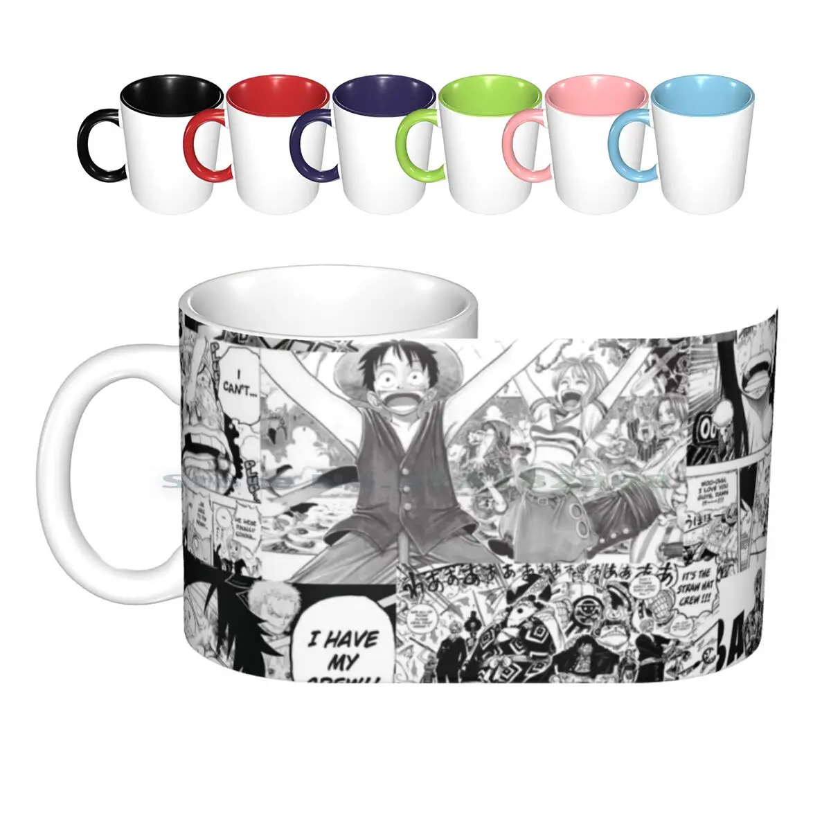 Poster V2 Ceramic Mugs Coffee Cups Milk Tea Mug Luffy Zoro Sanji Chopper Nami Nico Robin Manga Shonen Jump Creative Trending