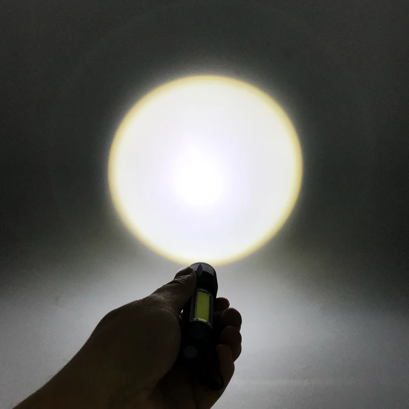 Mini USB Rechargeable LED tactical Flashlight 2 beams COB Portable Lantern Zoom function with Lithum Battery for camping fishing