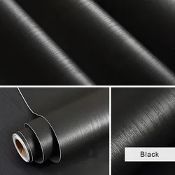 Papel tapiz de vinilo negro de madera, autoadhesivo de pelar y pegar para armarios decorativos, pegatinas de pared de muebles de papel