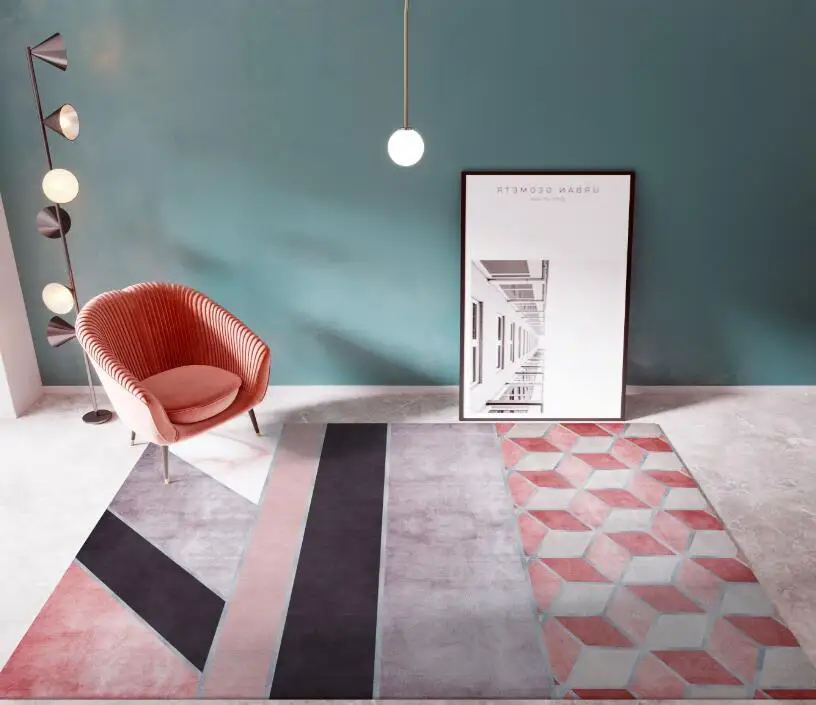 الحديثة الشمال البساط والسجاد للمنزل غرفة المعيشة هندسية السجاد سجادة أرضية غرفة نوم عدم الانزلاق أريكة طاولة القهوة حصيرة ممسحة