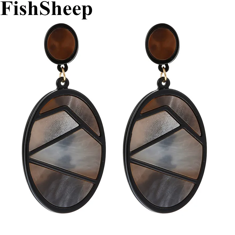 FishSheep Statement Large Geometric Acrylic Drop Earring For Women Trend Resin Big Luxury Earrings 2022 New Fashion Jewelry Gift