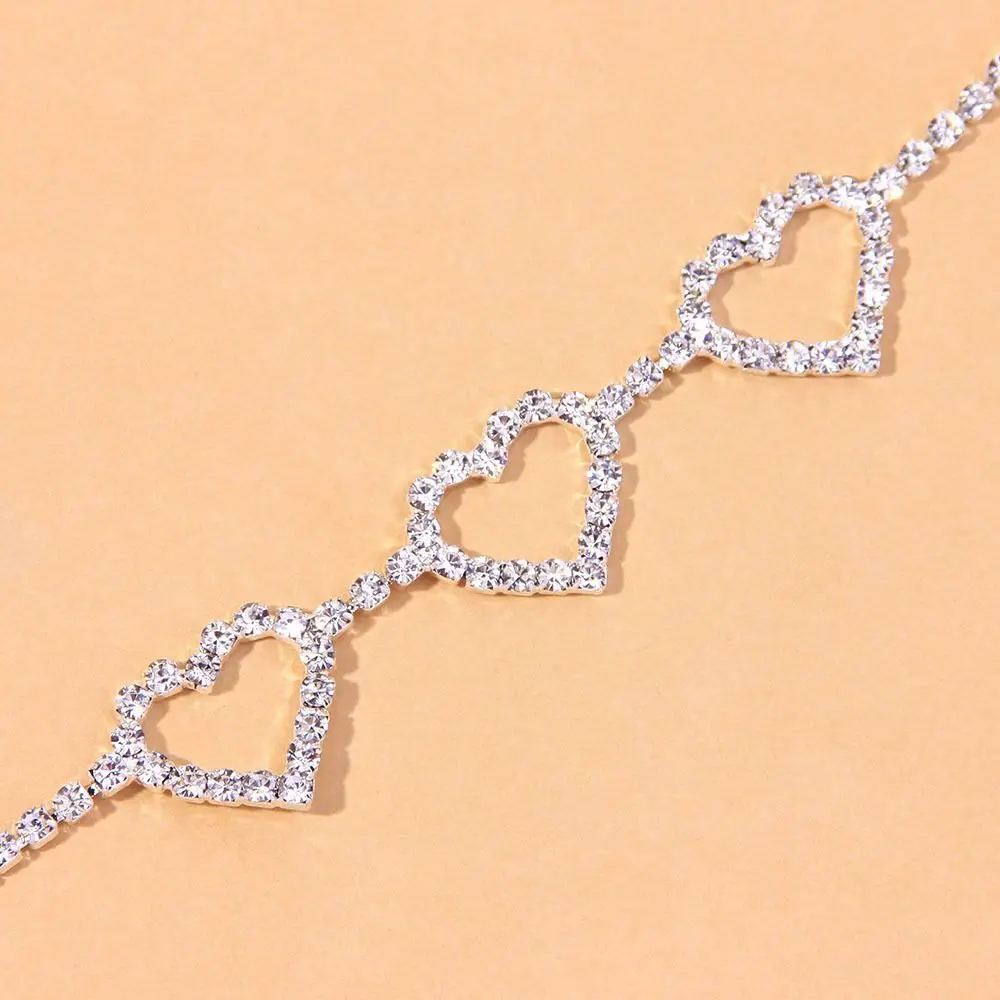 Sexy Rhinestone Three Love Heart Lady Waist Chain Jewelry Fashion Stage Walk Crystal Belly Button Chain Body Chain Accessories