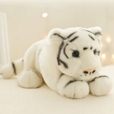 

about 35cm lying pose white tiger plush toy cartoon prone tiger doll soft doll kid's toy birthday gift w1700