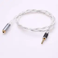 GAGACOCC 4.4MM Male to 4.4MM Female Balanced Crystal Clear Silver Plated Shield Audio Adapter Upgrade Headphone Extension Cable