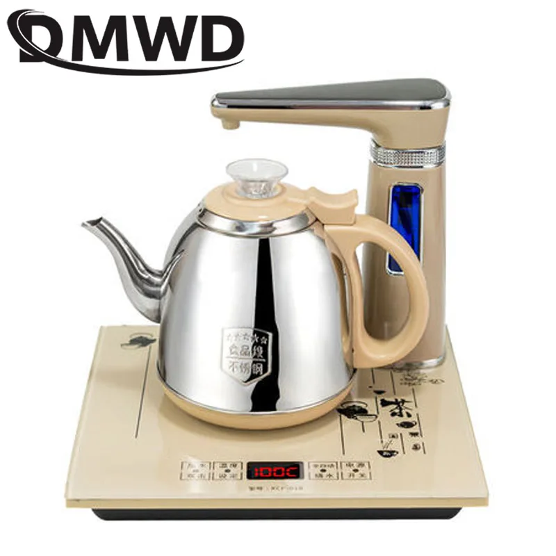 DMWD Electric Fully Automatic Kettle Teapot Set 1L Stainless Steel Safety Auto-off Electric Kettle Water Dispenser Pumping Stove