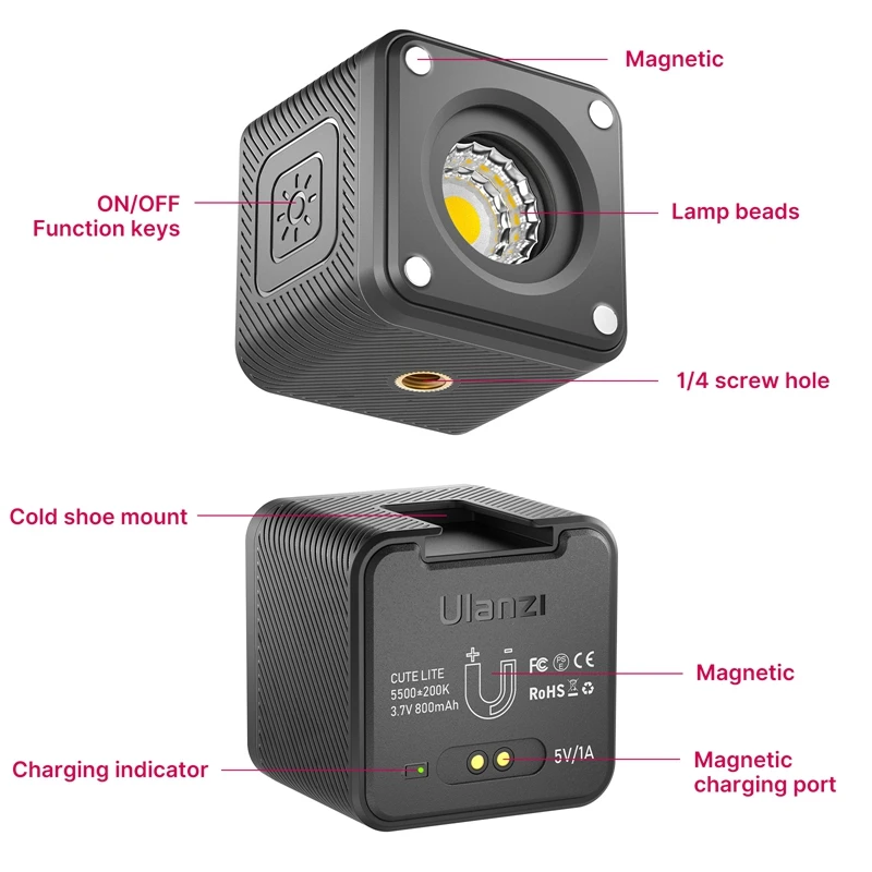 Imagem -04 - Ulanzi-mini Luz de Vídeo com Filtro Colorido Difusor Favo Luzes de Mergulho Subaquáticas para Câmera Gopro Cute Lite Ip68