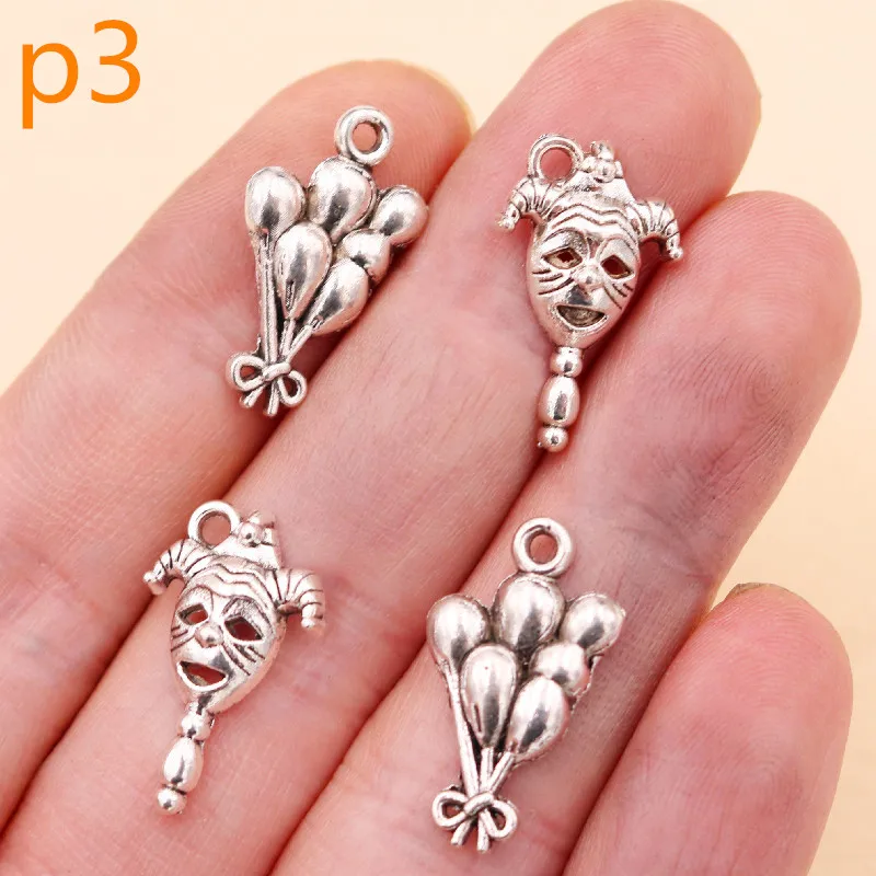 30pcs Funny Circus Metal Pendants, Circus Charms, Clown Charms, Balloon Charms, DIY Retro Jewelry Accessories Unisex A2198