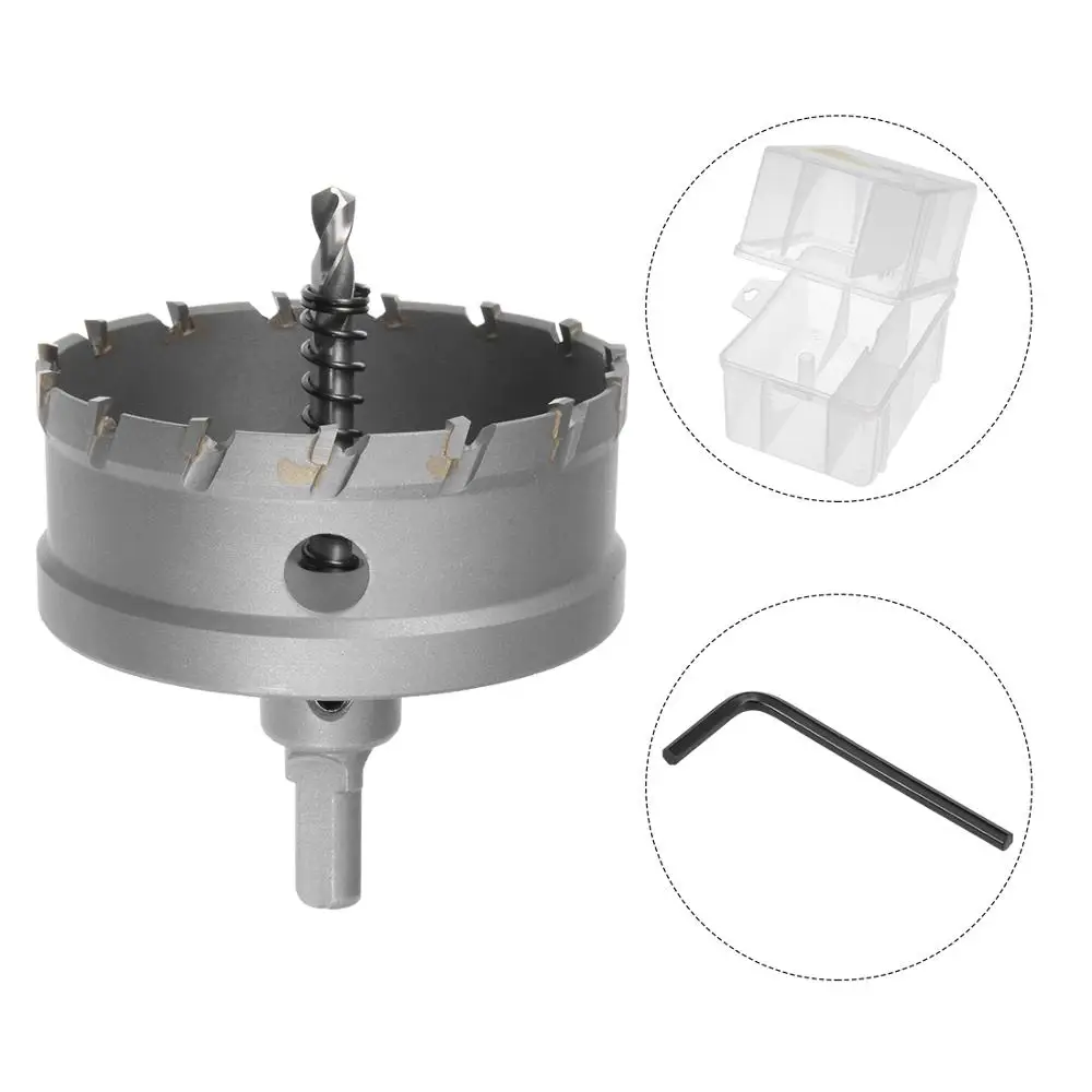 UXCELL-카바이드 홀 톱 커터 드릴 비트 80mm 75mm 63mm 58mm 51mm, 스테인레스 스틸 합금용, 1 개