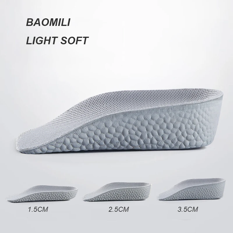 BAOMILI Invisible Increase Height Insoles Arch Support Soft Elastic Shoe Pads 1.5CM 2.5CM 3.5CM Men Women Heighten Lift