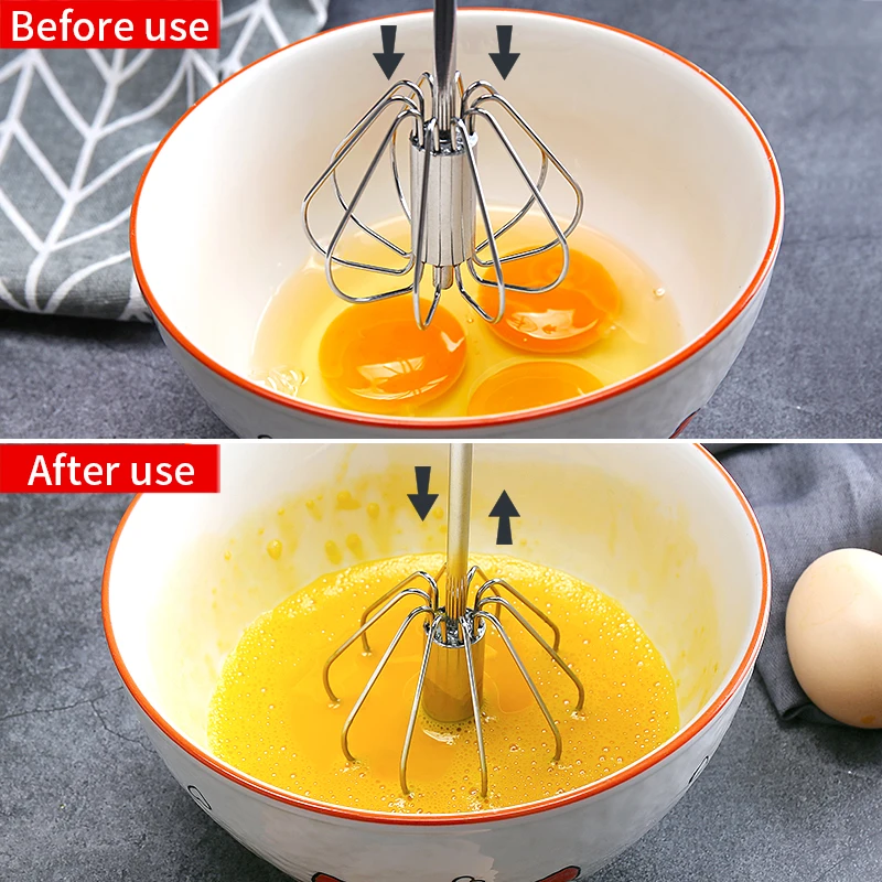 3 size set 1Mixer Egg Beater Stainless Steel Semi-Automatic Egg Whisk Hand Egg Blending Cream Kitchen Egg Tools