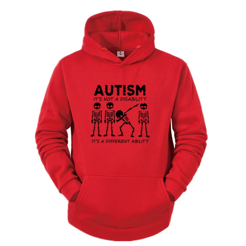 Men\'s Skeleton Hoodies Sweatshirts Streetwear Autism It\'s Not a Disability It\'s a Different Ability Fashion New Arrival 2024