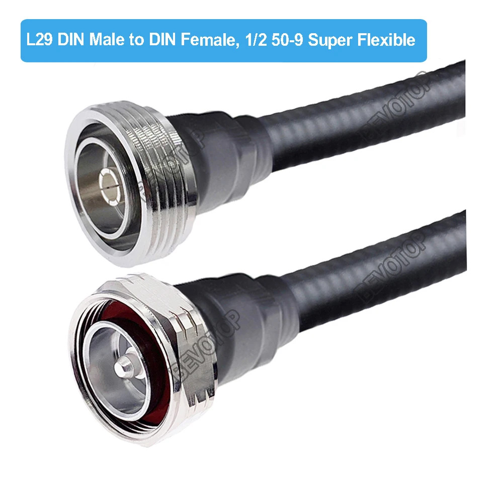 1/2 Feeder Jumper 7/16 L29 DIN Male Plug to DIN Female Connector Super Flexible 50-9 Cable RF Coaxial Pigtail Extension Cord