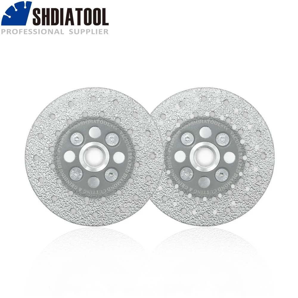 

SHDIATOOL 2pcs Premium Quality Diameter Double Sided Vacuum Brazed Diamond Cutting & Grinding Disc With 5/8-11 Flange