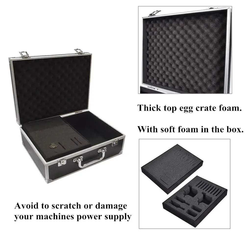 YANGAN caja de aluminio para Kit de tatuaje, estuche de transporte para máquina, estuche de almacenamiento con llave de bloqueo para herramientas de maquillaje, accesorios para tatuaje