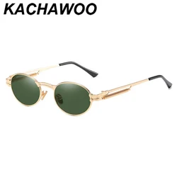 Kachawoo women retro sunglasses vintage punk style gold green oval sun glasses for men round uv400 unisex 2020 dropshipping