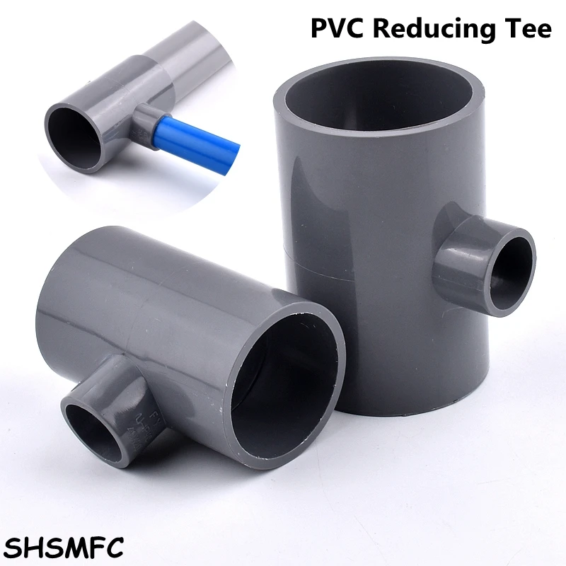 1-3Pcs Grey PVC Reducing Tee Connectors Water Supply Garden Irrigation Adapter Fittings Wardrobe Shoe Rack DIY Skeleton