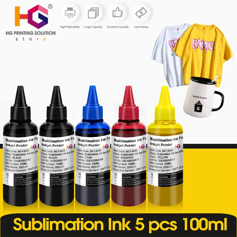 Universal Sublimation ink with Coating for Epson desktop printer heat transfer for T-shirt face mask cotton Mugs 100ML