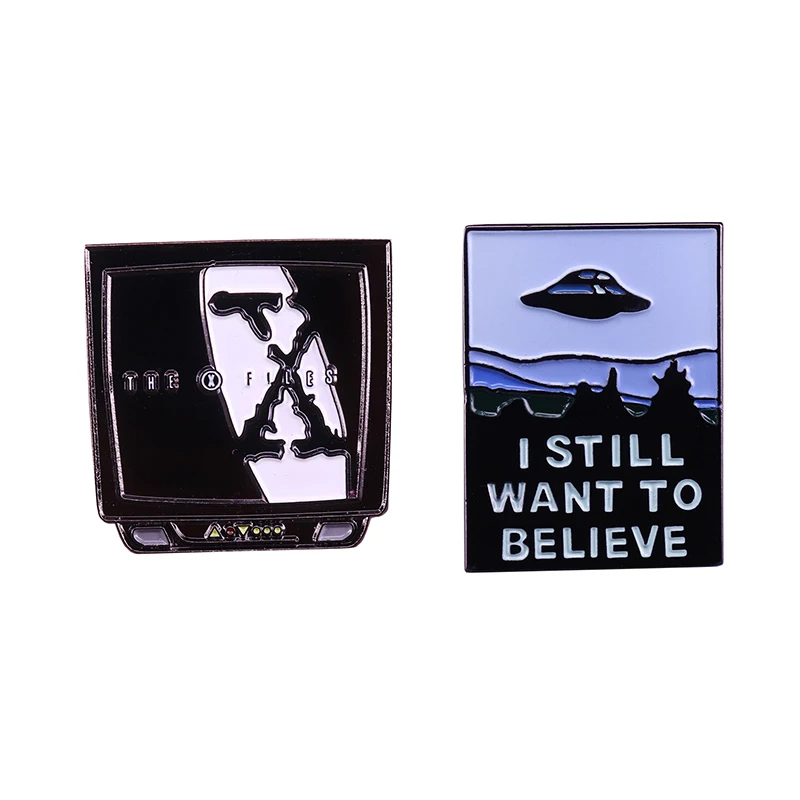 The X Files Bring Back Mulder and Scully Enamel Pin I Still Want To Believe UFO Badge Paranormal Phenomena TV Series