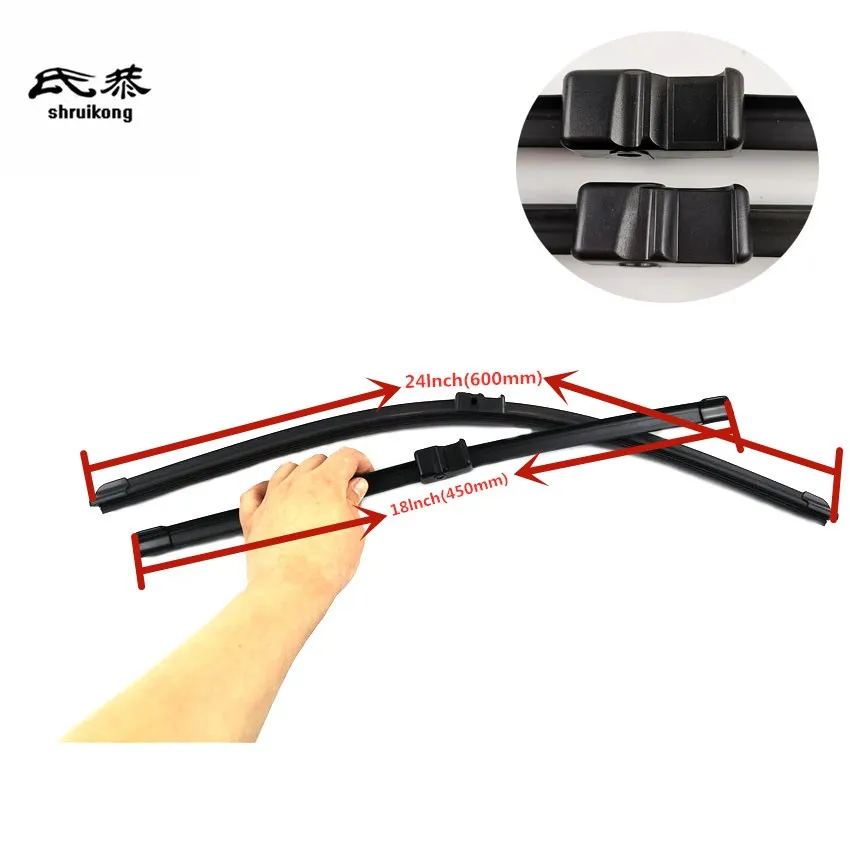 Free shipping car styling stickers Wiper blades  for 2004-2006 Volkswagen Caddy fit side pin type wiper arms only, Not hook arms