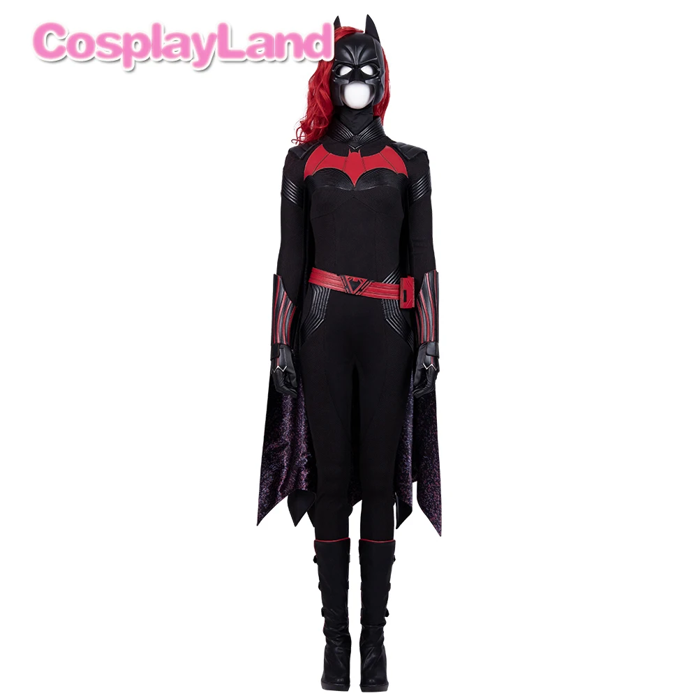 Batwoman Cosplay Costume Suit Halloween Batwoman Catherine Hamilton Outfit Jumpsuit Kate Kane Sexy Bodysuit Cloak Wig Mask