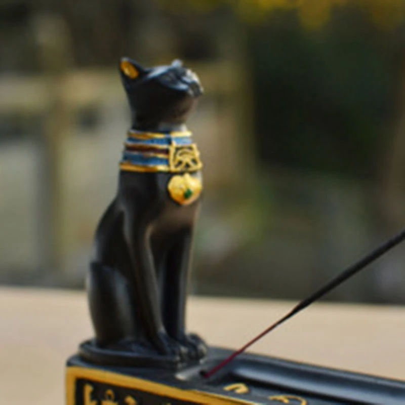 Retro Incense Burner Holder Home Decor Egypt Cat God Incense Stick Holder Aromatherapy Incense Censer Office Teahouse