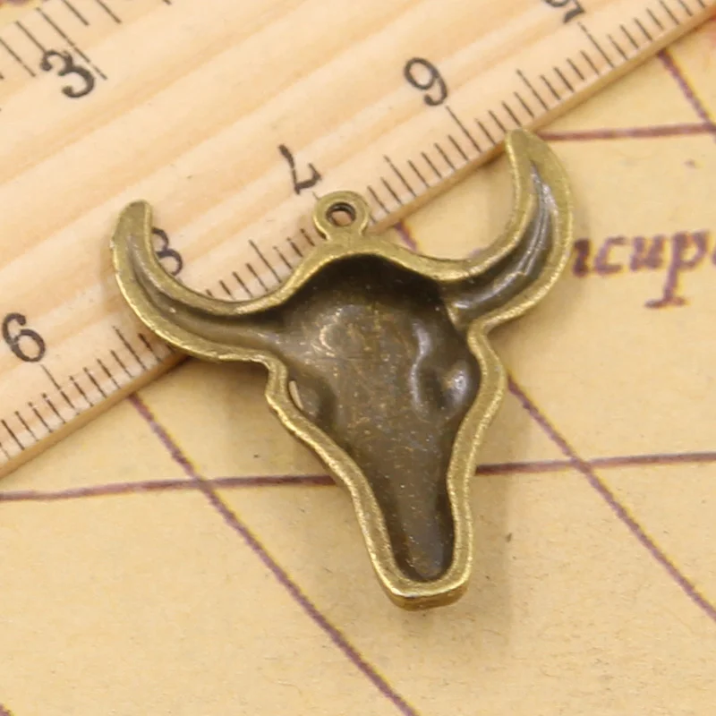 10pcs Charms Yak Skull Bull Head 32x28mm Tibetan Bronze Silver Color Pendants Crafts Making Finding Handmade Antique DIY Jewelry