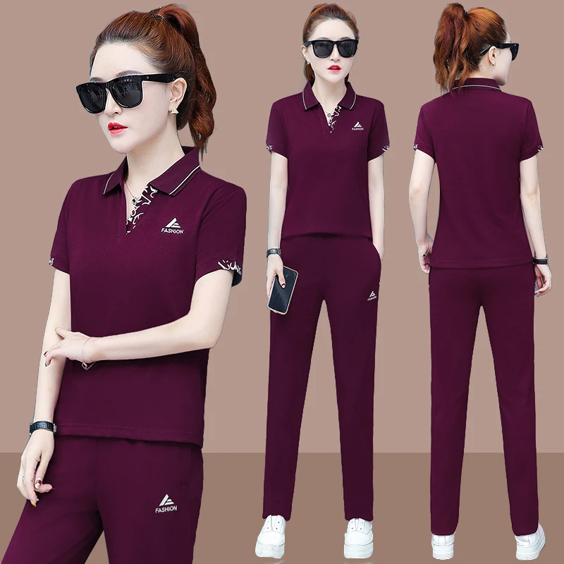 tracksuit summer two piece set top and pants 2 piece sets womens outfits korean style clothing 2024 casual pants suits fashion