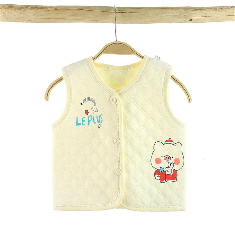 2024 Cartoon Printed Children\'s Cotton Sleeveless Vest Autumn Winter Baby Boys Girls Warm Outerwear Coats