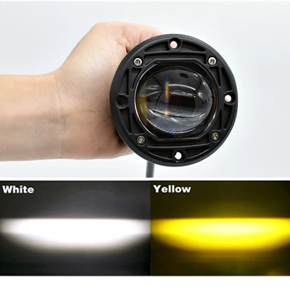 

Flush Mount 3inch 40W 8D LED Lens Work Pod Light Dual Color Fog Lamp Driving Beam For Off Road 4WD Truck SUV ATV Motorcycle