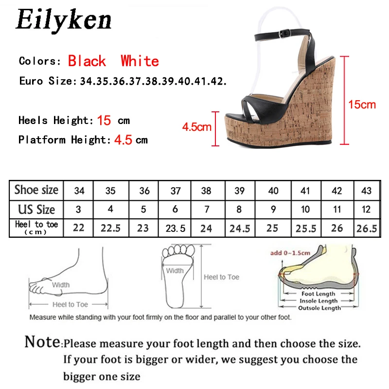 Eilyken Summer White Women\'s High Heels Hollow Out Sandals Platform Buckle Wedges Front Open Toe Ladies Shoes Size 35-42