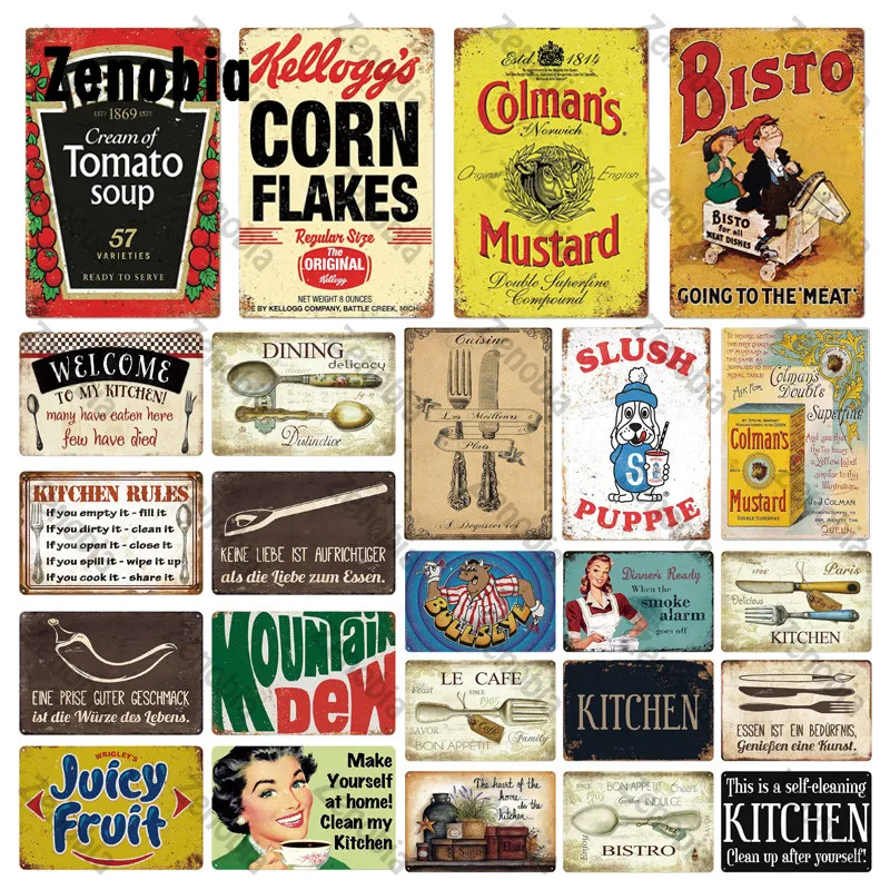 

Vintage Metal Plaque Sign Home Wall Metal Decoration Signs Retro Metal Poster Tin Sign Man Cave Pub for Kitchen Dining Plates