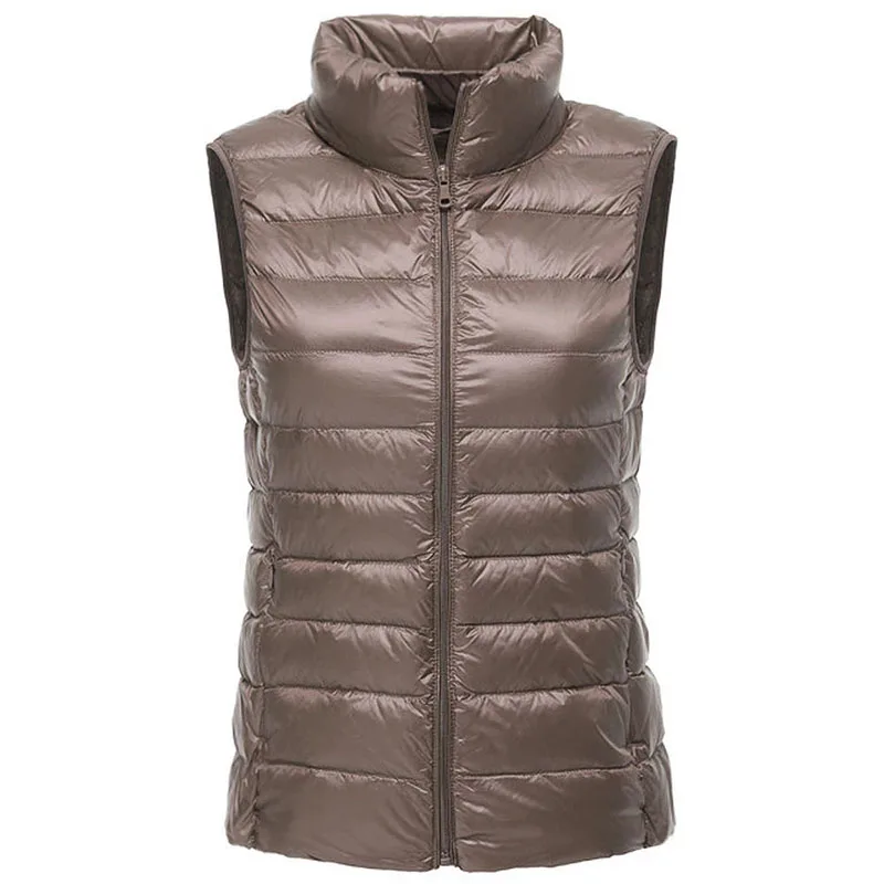 Packable Ultra-light Sleeveless Women's Winter Down Jacket White Duck Feather Warm Waistcoat Down Vest Outerwear Coats for Woman