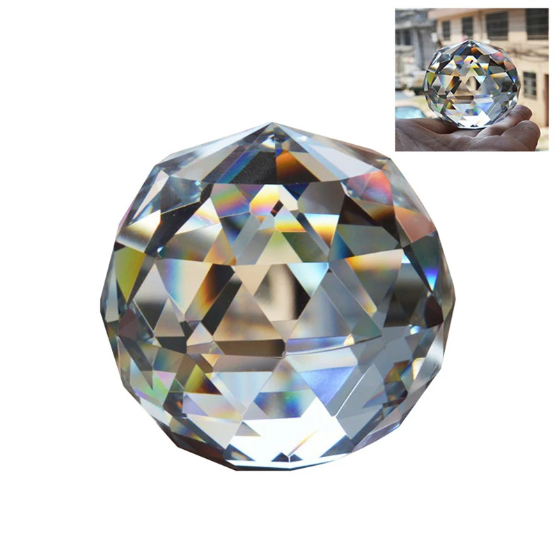 New Photography Faceted Crystal Ball Feng Shui Paperweight Decorative Glass Ball Shiny Transparent crystal solid faceted ball