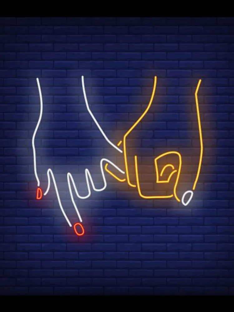 Neon Sign For Man And Woman Hands Holding Little Fingers Lamp resterant light Hotel custom LOVE home Impact Attract light