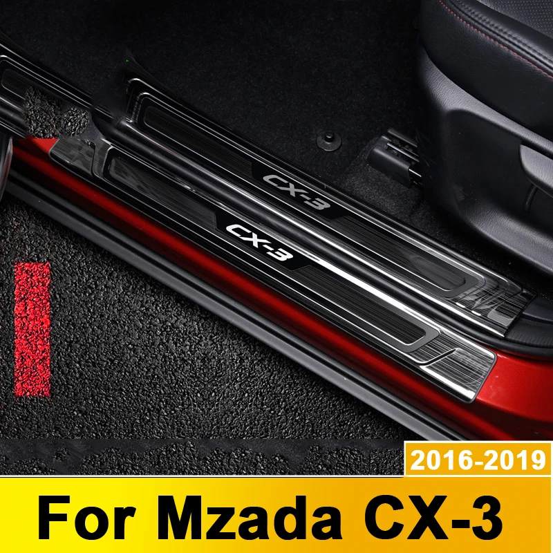 For Mazda CX3 CX-3 2016-2018 2019 Stainless Steel Scuff Plate Door Sill Welcome Pedal Protector Stickers Car Styling Accessories