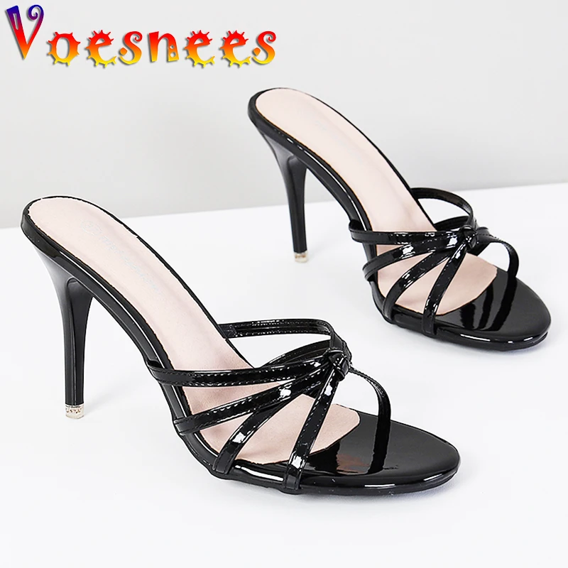 New Super High Woman Slippers 2021 Fashion Women Shoes Thin Heels High Heels Modern Sandals Sexy Outside Cross Belt Party Shoes