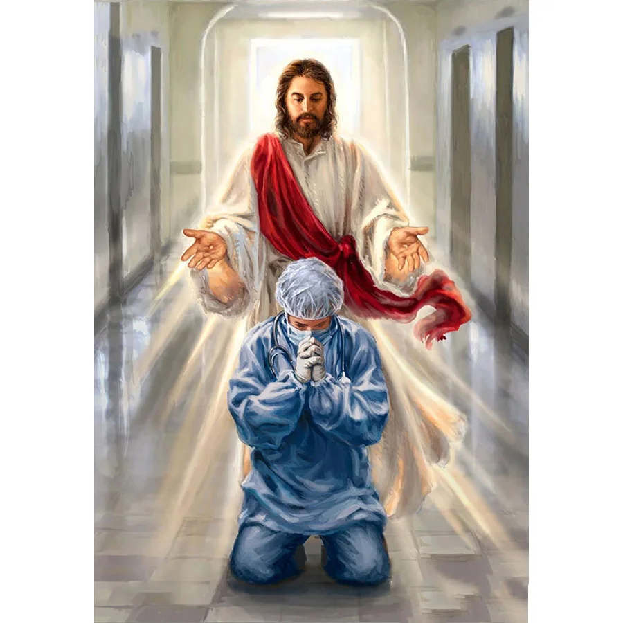 diamond Painting Jesus and the doctor prayer Full Square/Round drill  5D DIY diamond embroidery Rhinestones mosaic Decoration