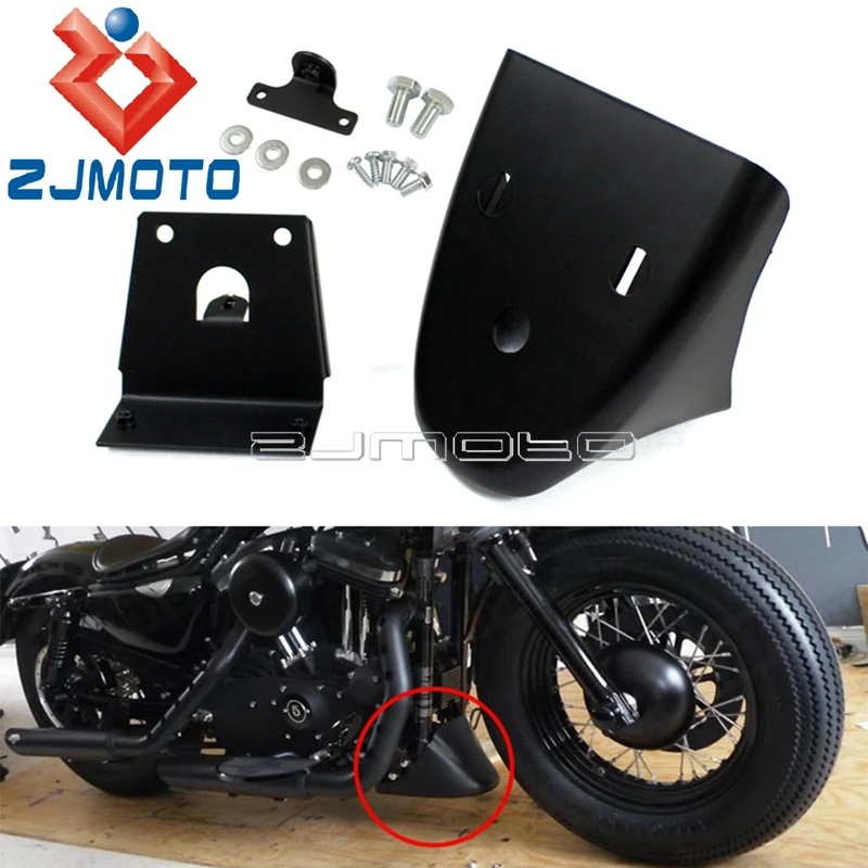 1 Set ABS Plastic Matte Black Motorcycle Front Chin Spoiler Mount Kit Custom For Harley Sportster 883 48 XL1200 Models 2004-2020