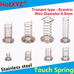 304 Stainless Steel Horn Type Button Key Ecentric Contact Touch Induction Compression Spring WD 0.5mm for PCB Switch 50Pcs