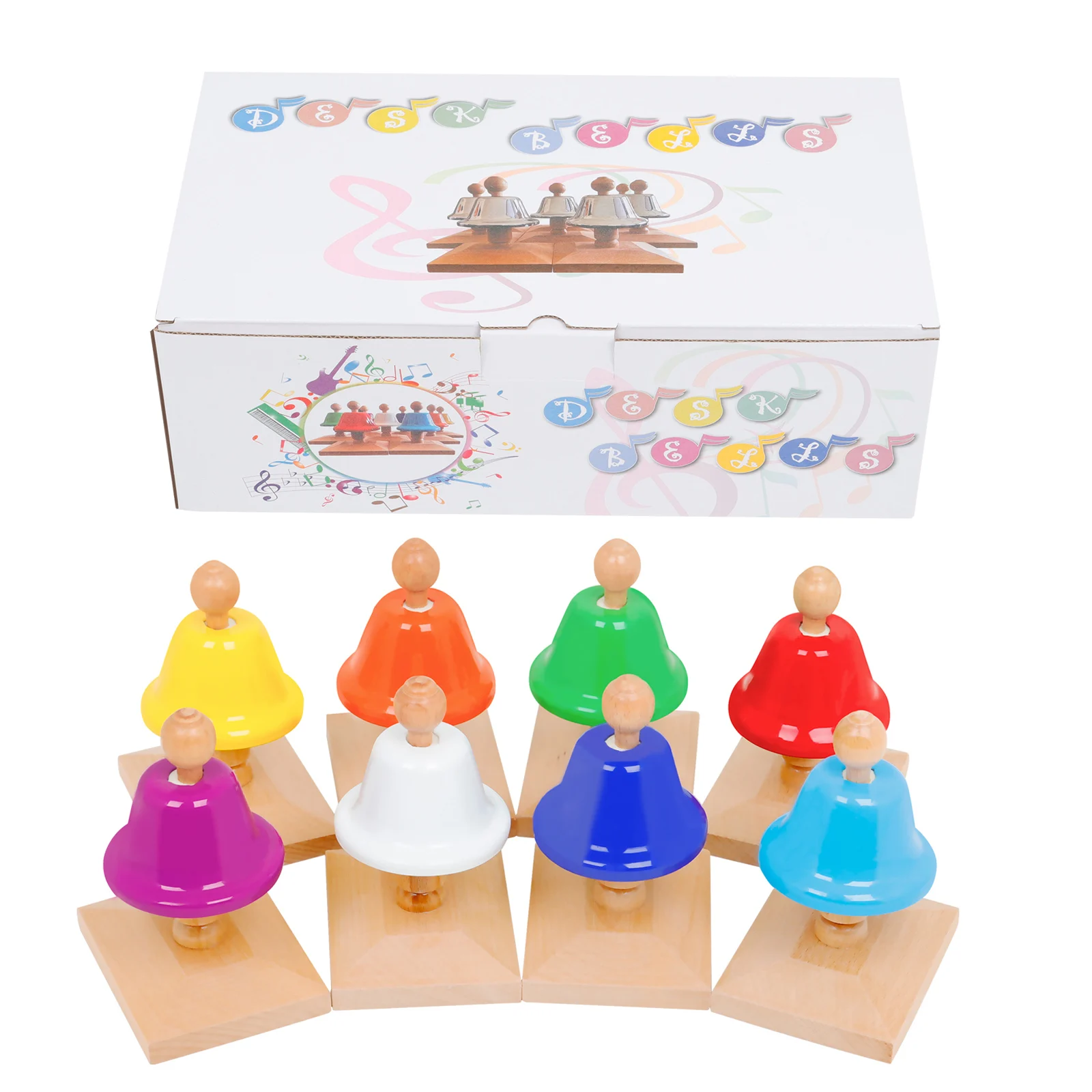 

M MBAT 8 Note Hand Bell Wind Desk Musical Bells Set with 2 Mallets Children Music Toy Gift Baby Early Education Orff Instrument