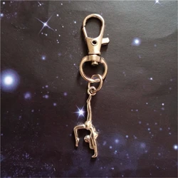 Antique Silver Color Tiny Gymnastic Keychain Sport Jewelry Handmade Pendant Athletes Girl Keychain